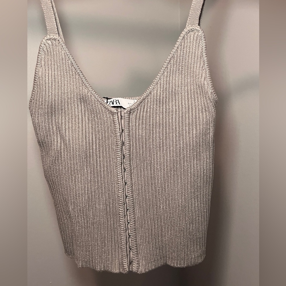Zara Gray Ribbed Knit Camisole